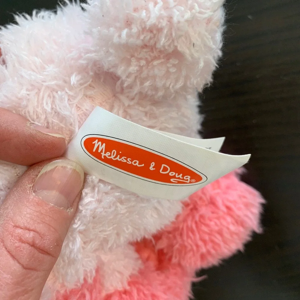 Melissa & Doug Meadow Medley Piggy Pink Shaggy Plush Stuffed Animal GinghaM READ
